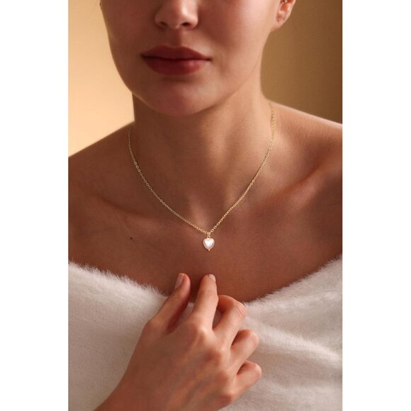 ⚡Silver 14K Gold Plated Heart Pendant Necklace for Women Charm Heart Slip Chain - Picture 5 of 7